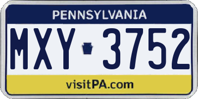 PA license plate MXY3752