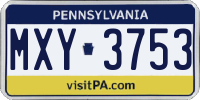 PA license plate MXY3753