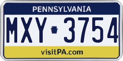 PA license plate MXY3754