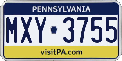 PA license plate MXY3755