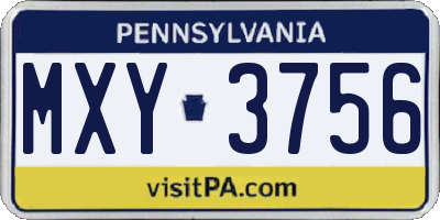 PA license plate MXY3756