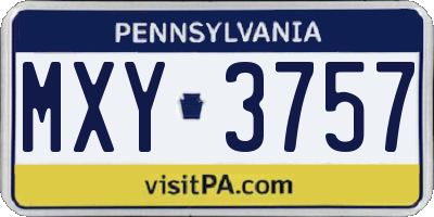 PA license plate MXY3757