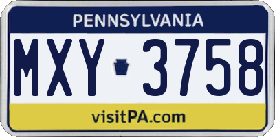 PA license plate MXY3758