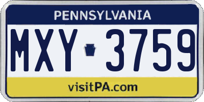 PA license plate MXY3759