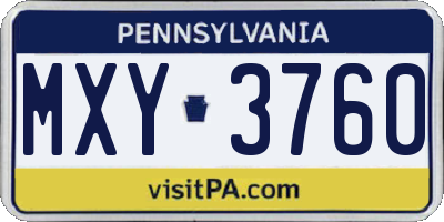 PA license plate MXY3760