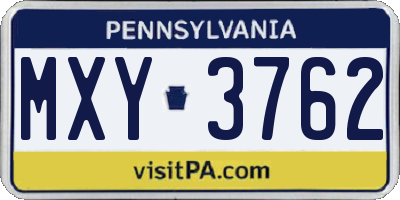 PA license plate MXY3762