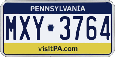 PA license plate MXY3764