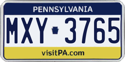 PA license plate MXY3765