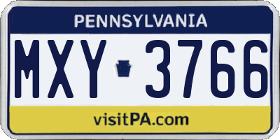 PA license plate MXY3766