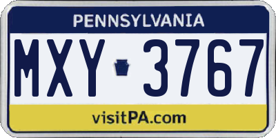 PA license plate MXY3767