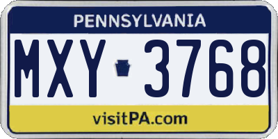 PA license plate MXY3768