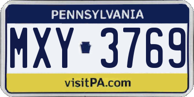 PA license plate MXY3769