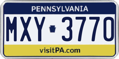 PA license plate MXY3770