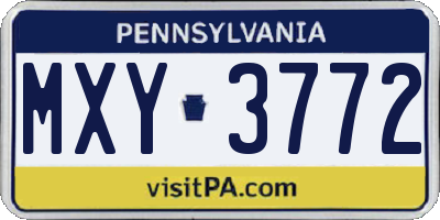 PA license plate MXY3772