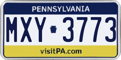 PA license plate MXY3773