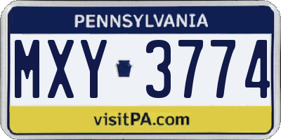 PA license plate MXY3774