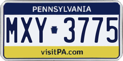 PA license plate MXY3775
