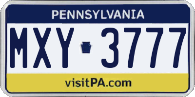 PA license plate MXY3777