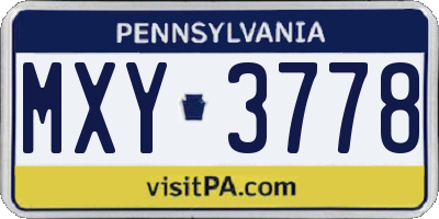 PA license plate MXY3778