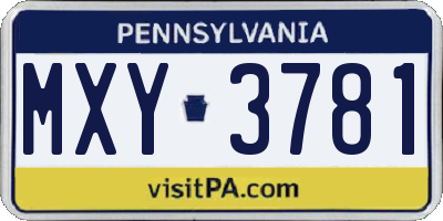 PA license plate MXY3781