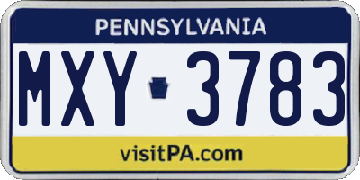 PA license plate MXY3783