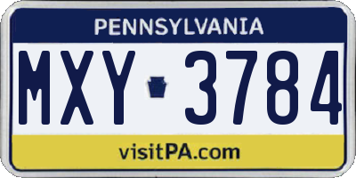 PA license plate MXY3784