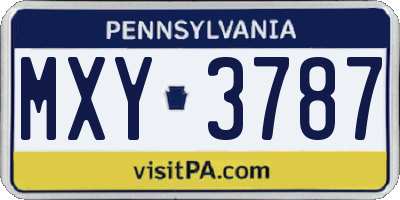PA license plate MXY3787