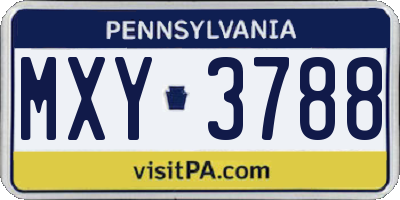 PA license plate MXY3788