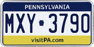 PA license plate MXY3790
