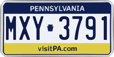 PA license plate MXY3791