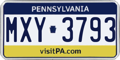 PA license plate MXY3793
