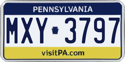 PA license plate MXY3797