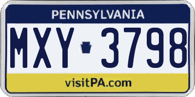PA license plate MXY3798