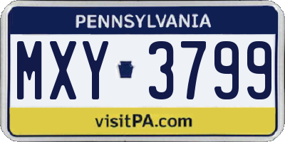 PA license plate MXY3799