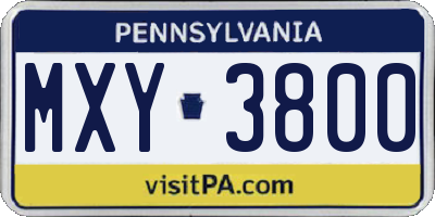 PA license plate MXY3800