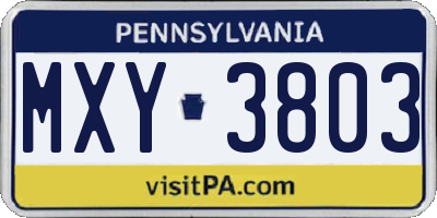 PA license plate MXY3803