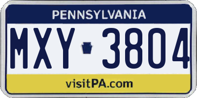 PA license plate MXY3804