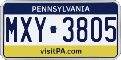 PA license plate MXY3805