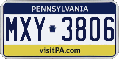 PA license plate MXY3806