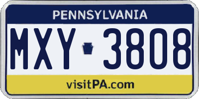 PA license plate MXY3808