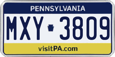 PA license plate MXY3809