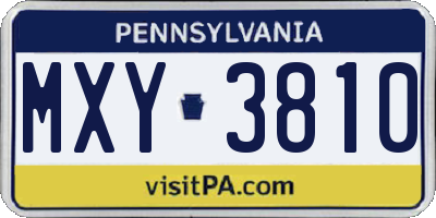 PA license plate MXY3810
