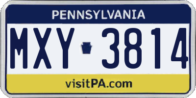 PA license plate MXY3814