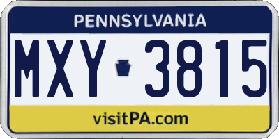 PA license plate MXY3815