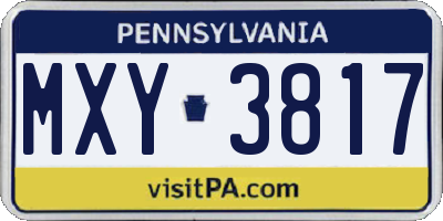 PA license plate MXY3817