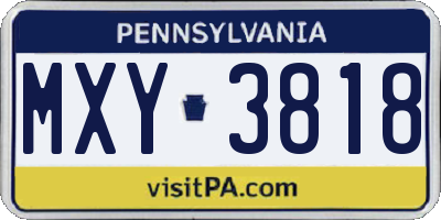 PA license plate MXY3818