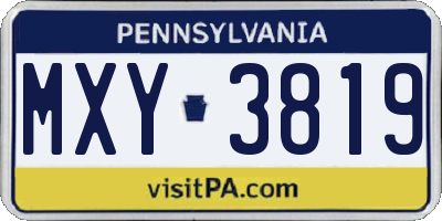 PA license plate MXY3819