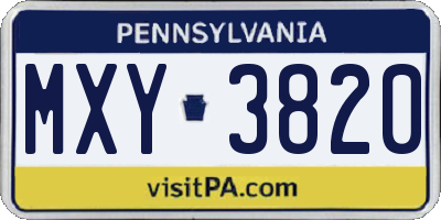 PA license plate MXY3820