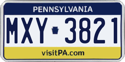 PA license plate MXY3821