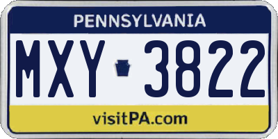 PA license plate MXY3822
